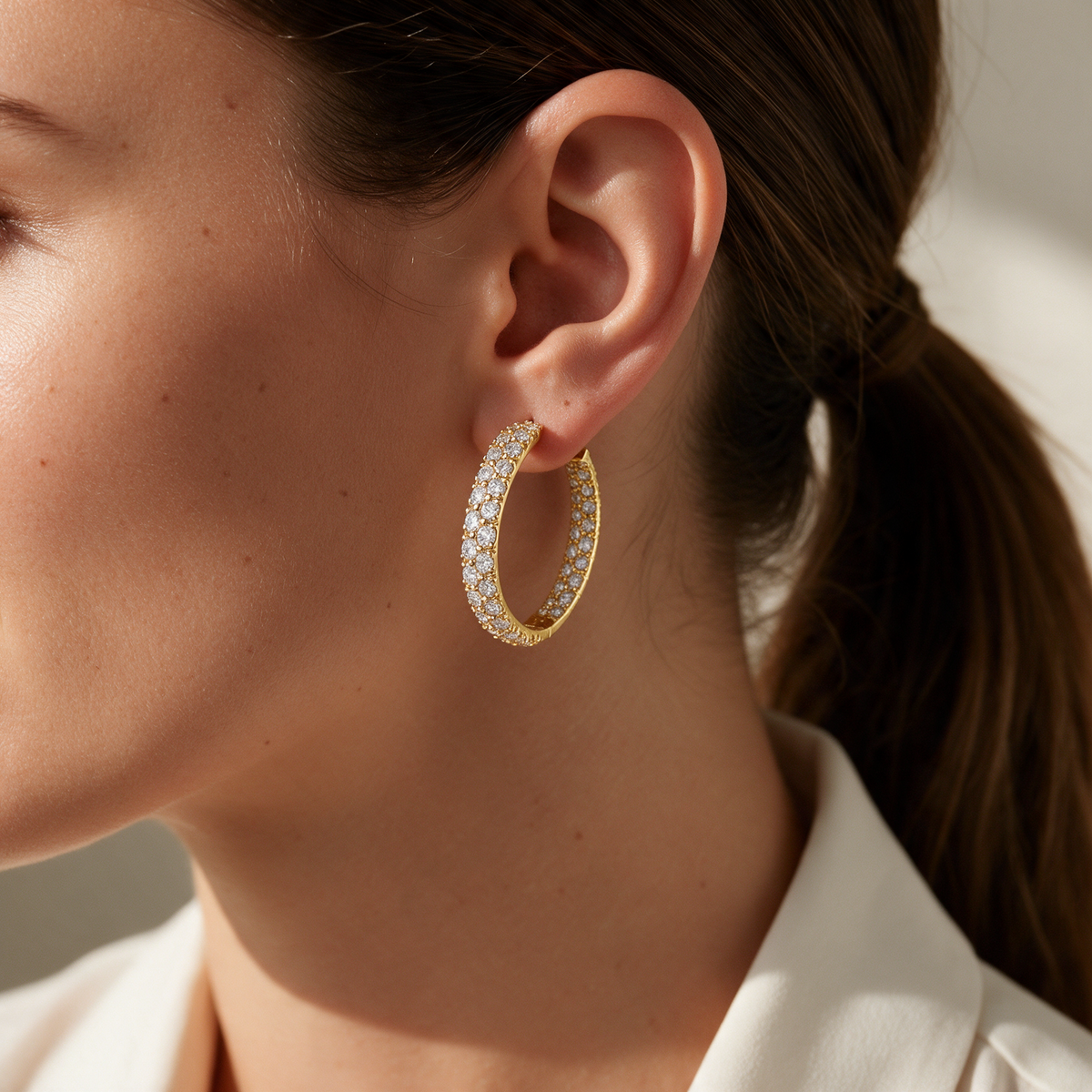 Arracadas de oro amarillo 14K con diamantes lab grown, 2.11 ct