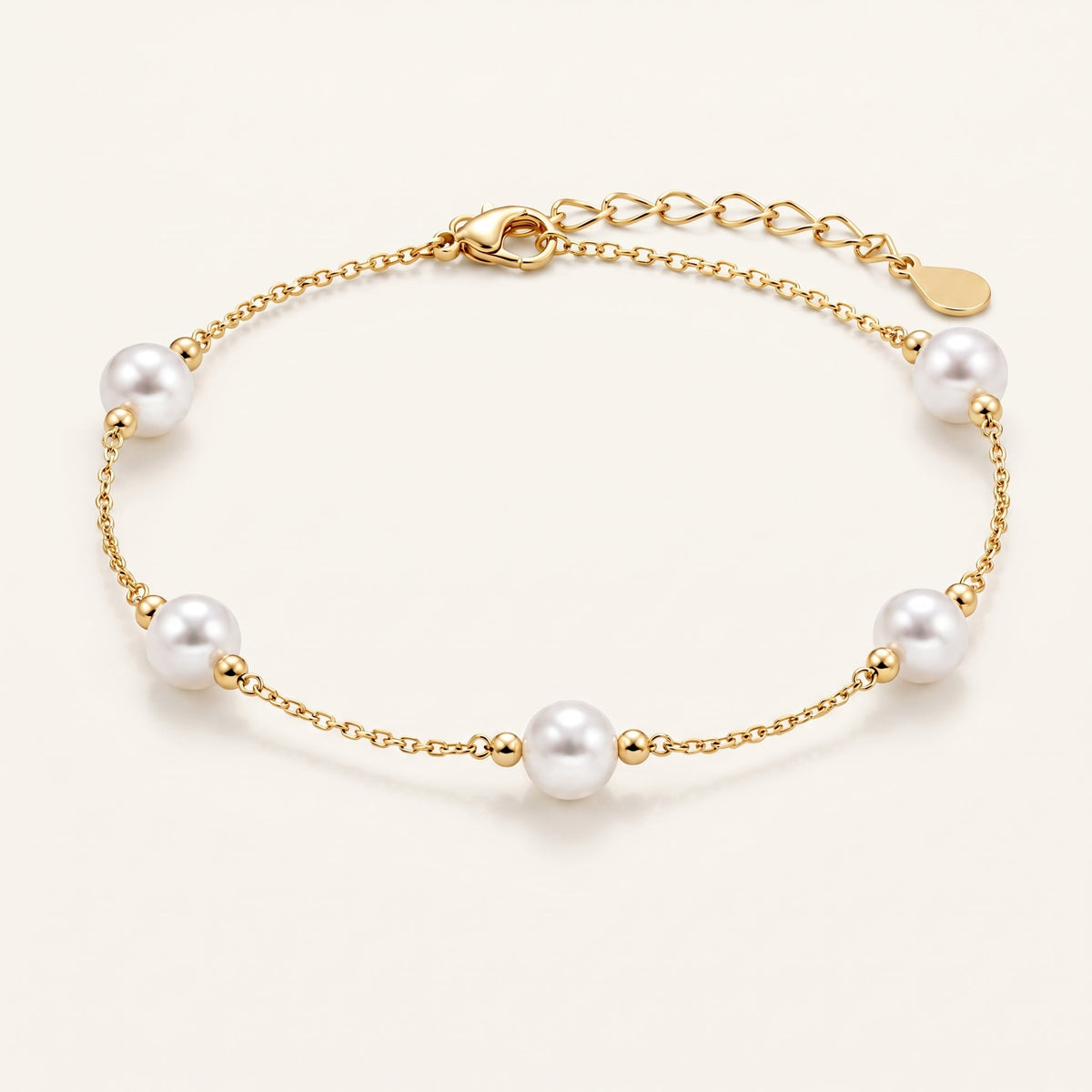 Pulsera de oro 14K con perlas naturales